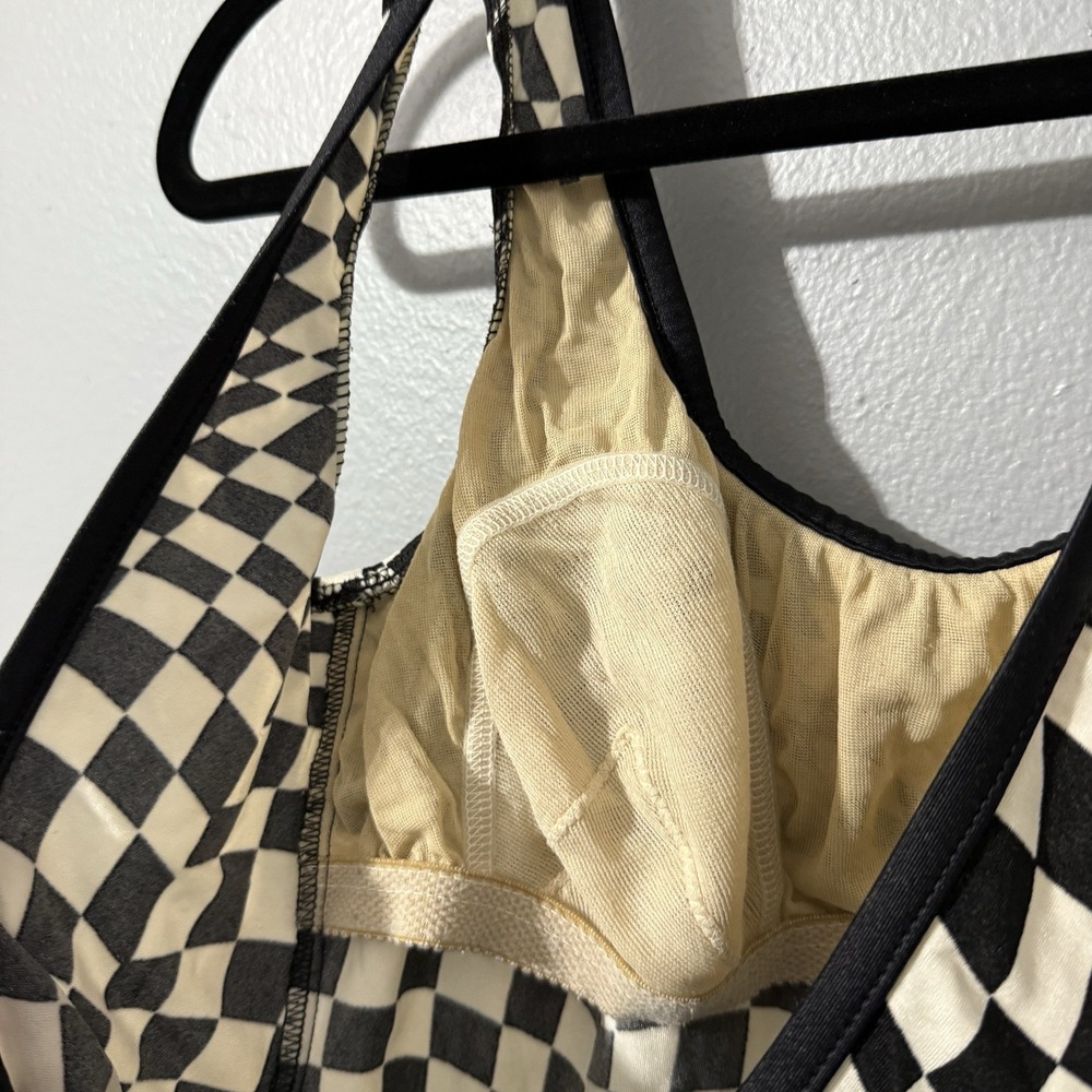Vintage Swimsuit Size 14 Swim Dress Psychedelic Check Swim Suit‎ Union Made 90s - Picture 9 of 14